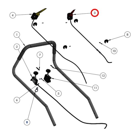 Grin PRT-1355 - Câble de frein moteur SPM KW avec levier rouge