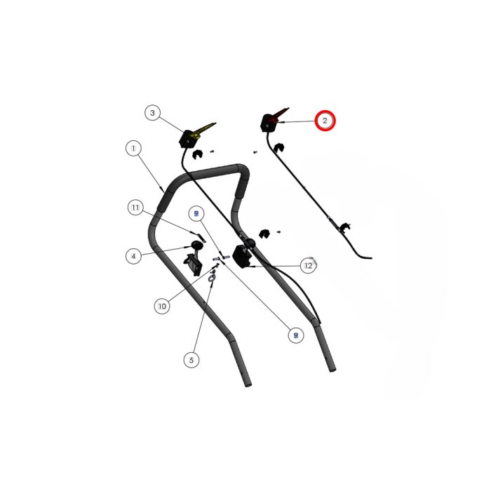 Grin PRT-1352 - Cable Frein Moteur PM KW avec levier rouge