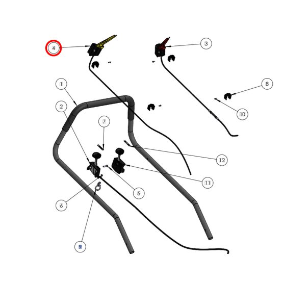 Grin PRT-0106 - Levier traction jaune cable SPM