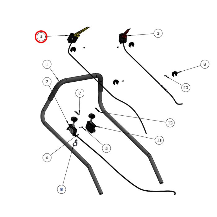 Grin PRT-0106 - Levier traction jaune cable SPM