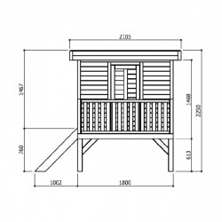 Solid Playhouse modern on stilts - S8414LD - Maisonette enfants